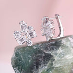Emerald and Round Cut Hoop Earrings ZKZ-218