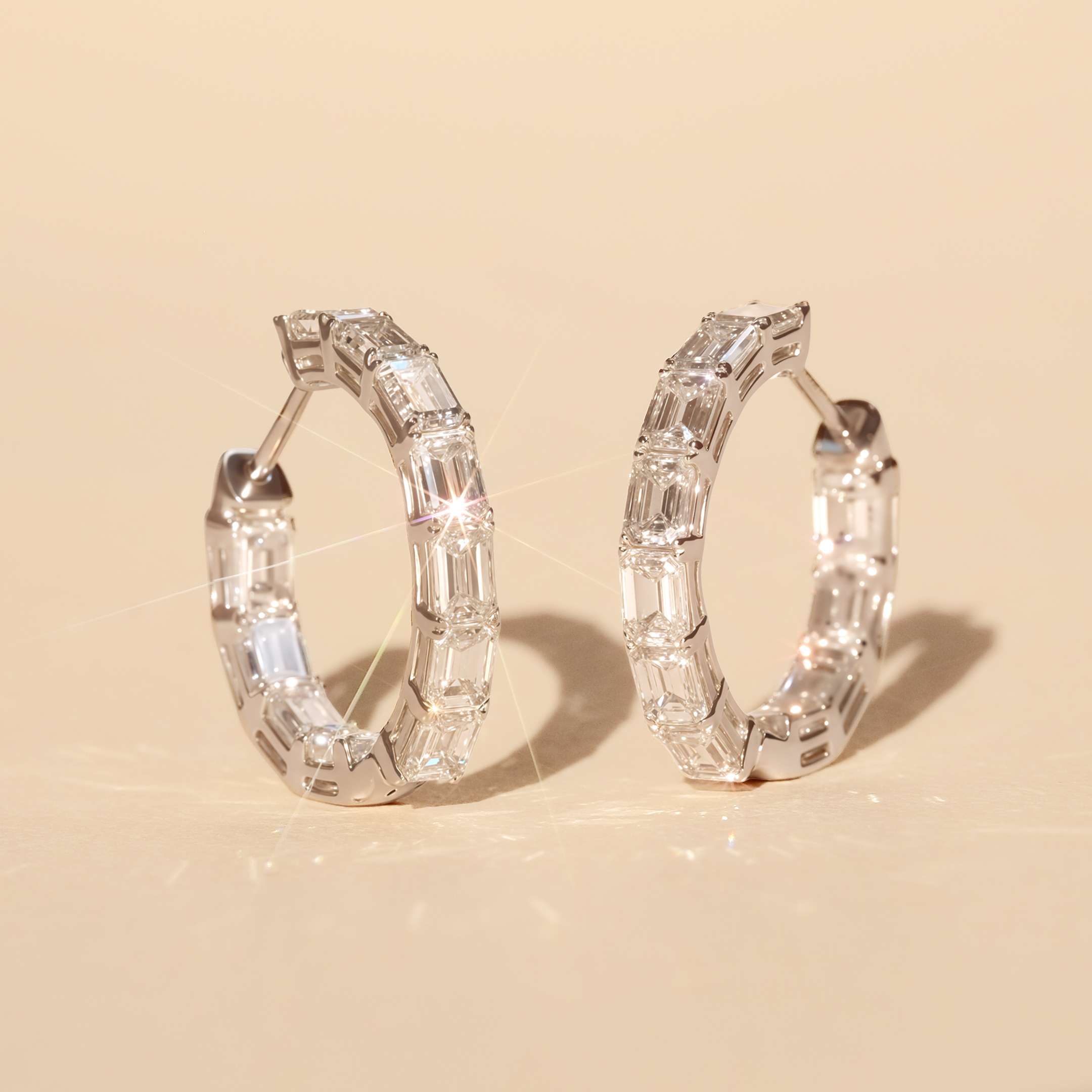 Emerald Shape Eternity Hoop Earrings ZKZ-265