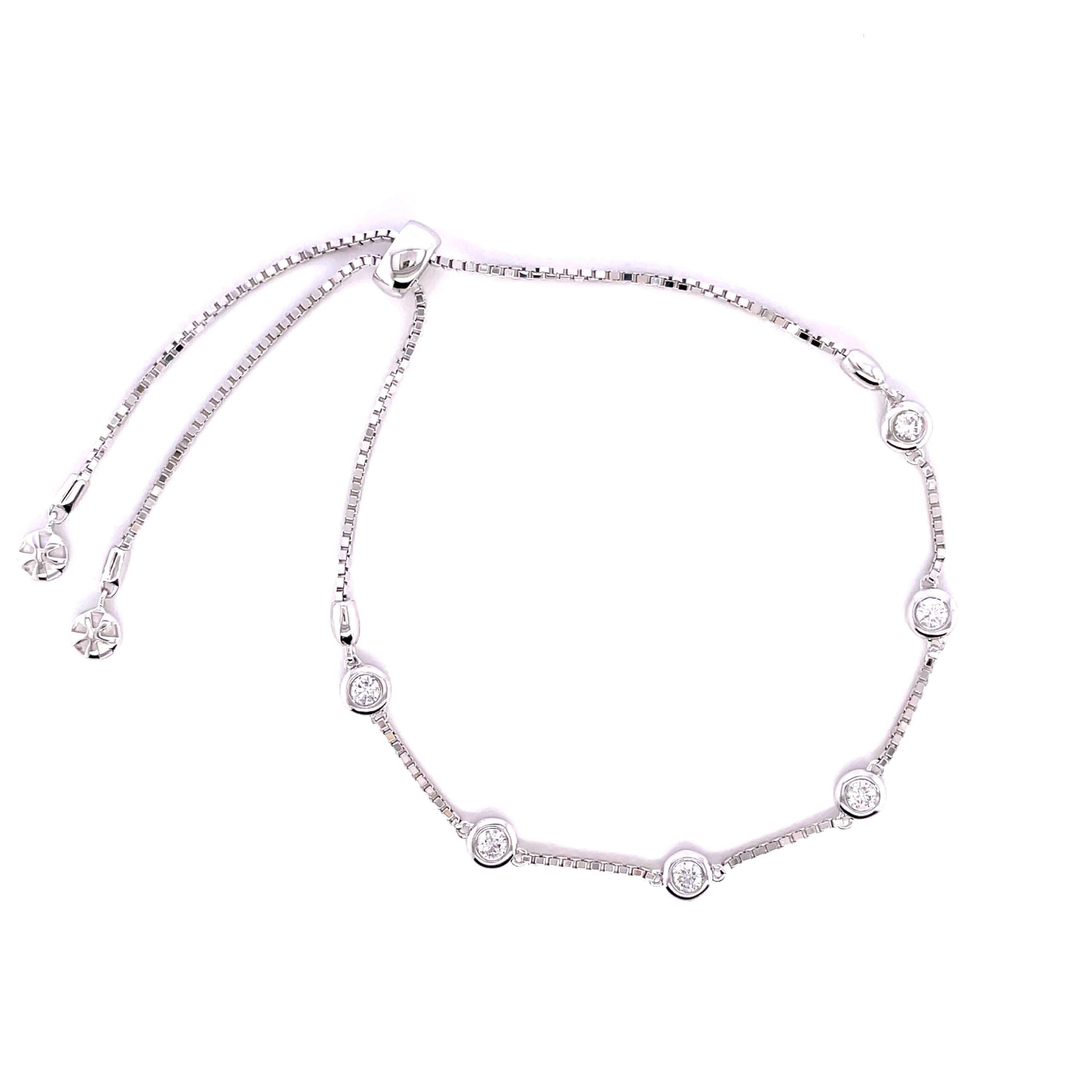 Six Diamond Bezel Bolo Bracelet BC183