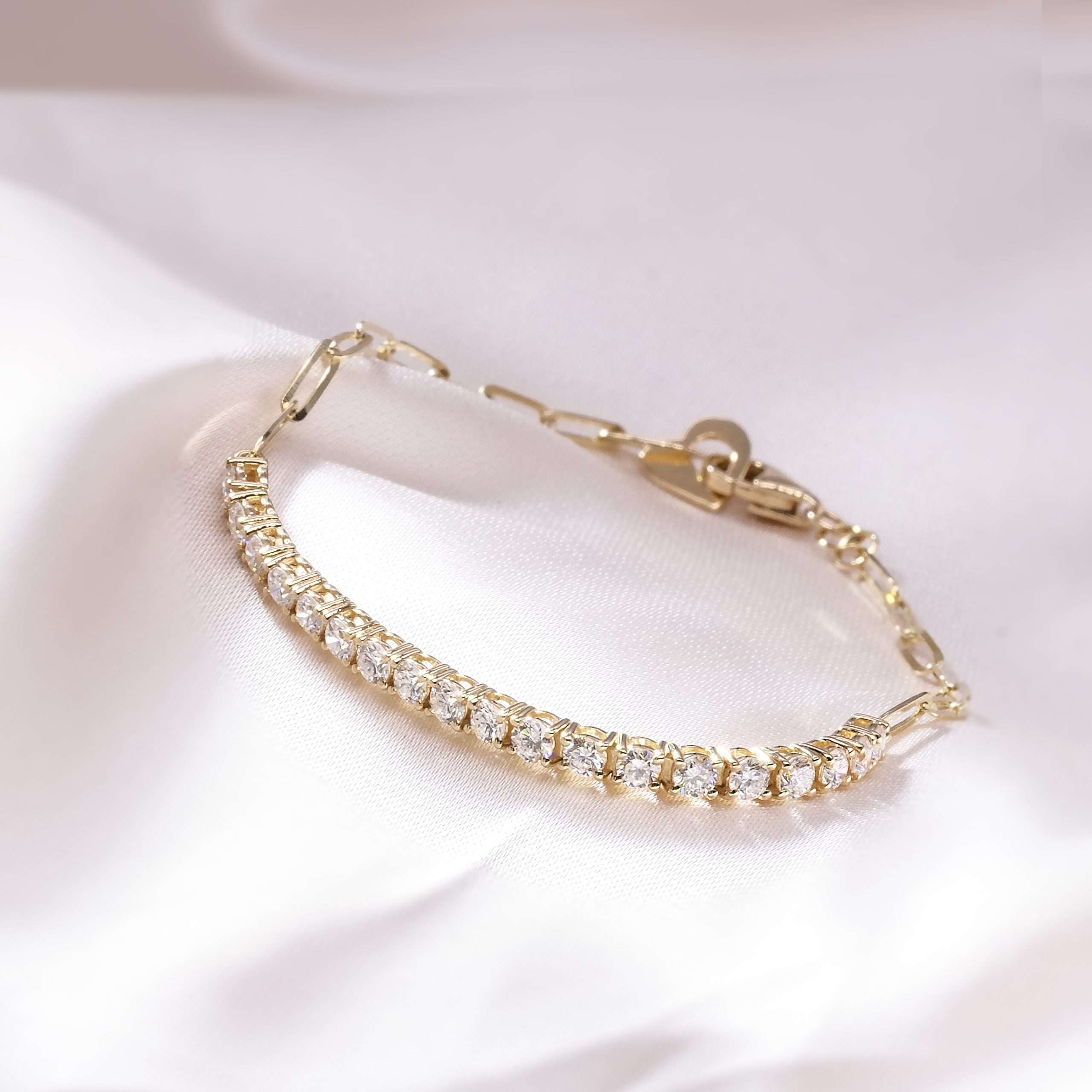 Lab Grown Diamond Paper Clip Tennis Bracelet (2.5mm) BC-341(2.5)