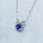 Pavé Ribbon Cushion Cut Lab Grown Gemstone Necklace FDN2160