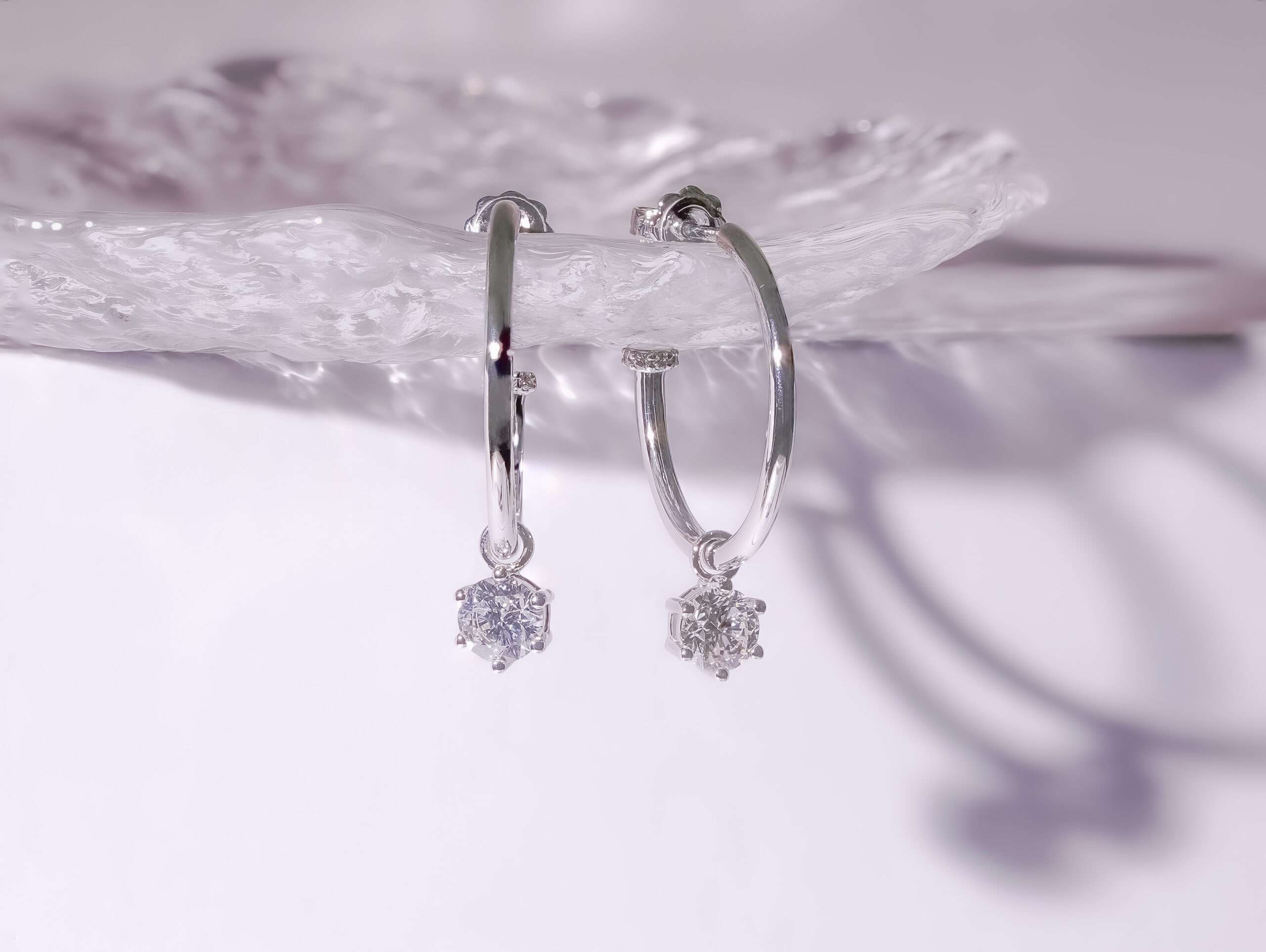 Solitairé Lab Grown Diamond Drop Hoop Earrings EH-065