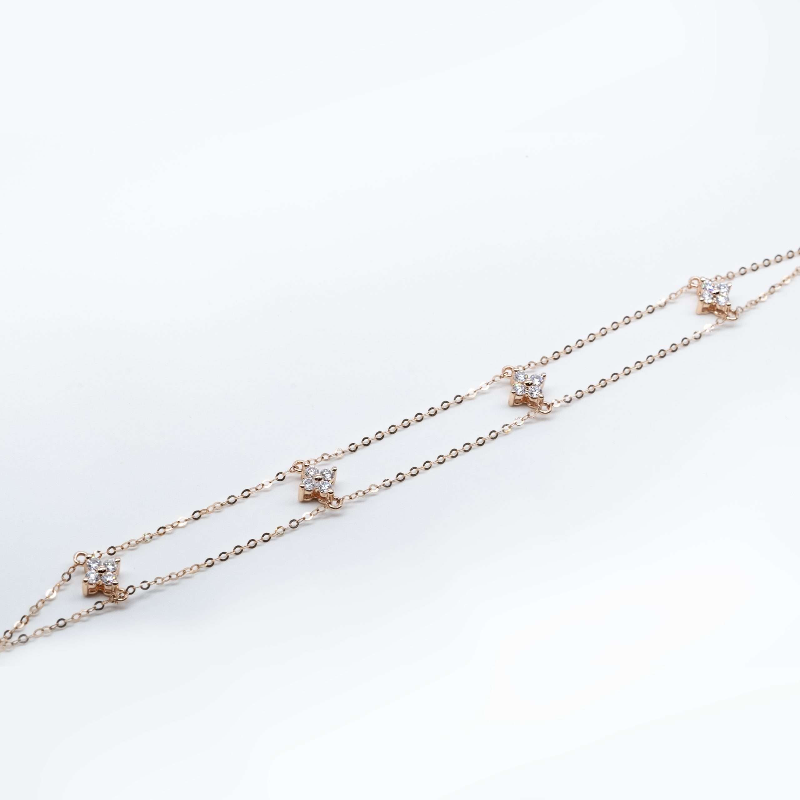 Double Layered Four Leaf Clover Bracelet FDB2124 (Pre Order)
