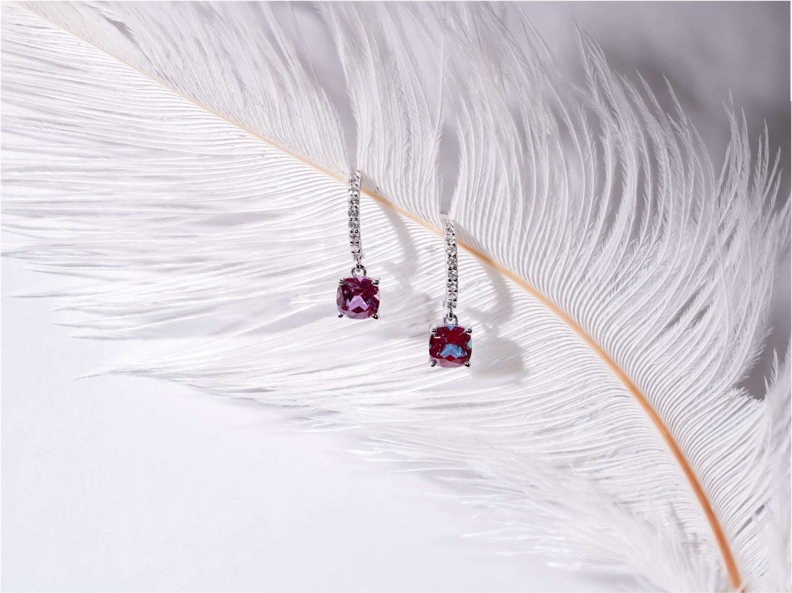 Cushion Shaped Lab Grown Gemstones Dangle Earrings FDE2149
