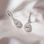 Pear Shaped Halo Drop Earrings FDE2156