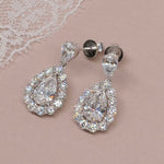 Teardrop Pear Halo Drop Earrings FDE2157