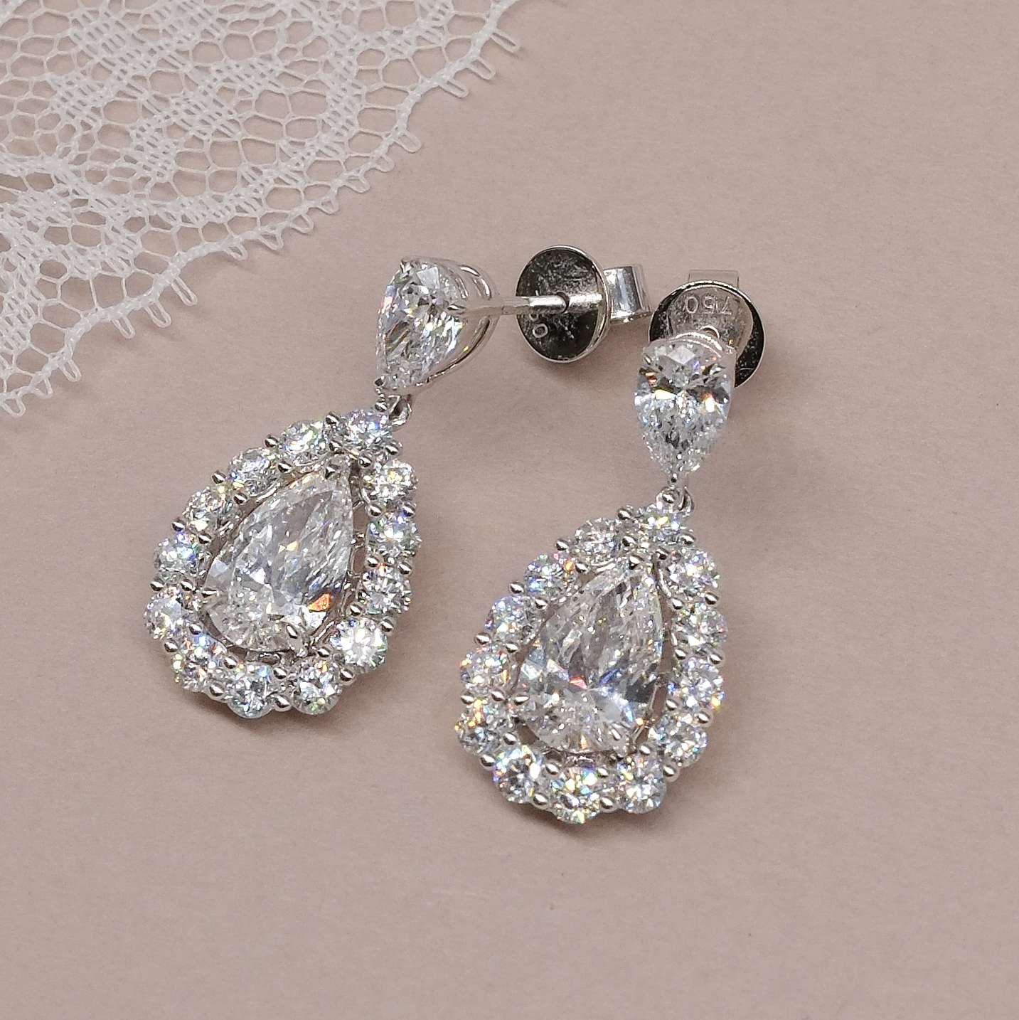 Teardrop Pear Halo Drop Earrings FDE2157