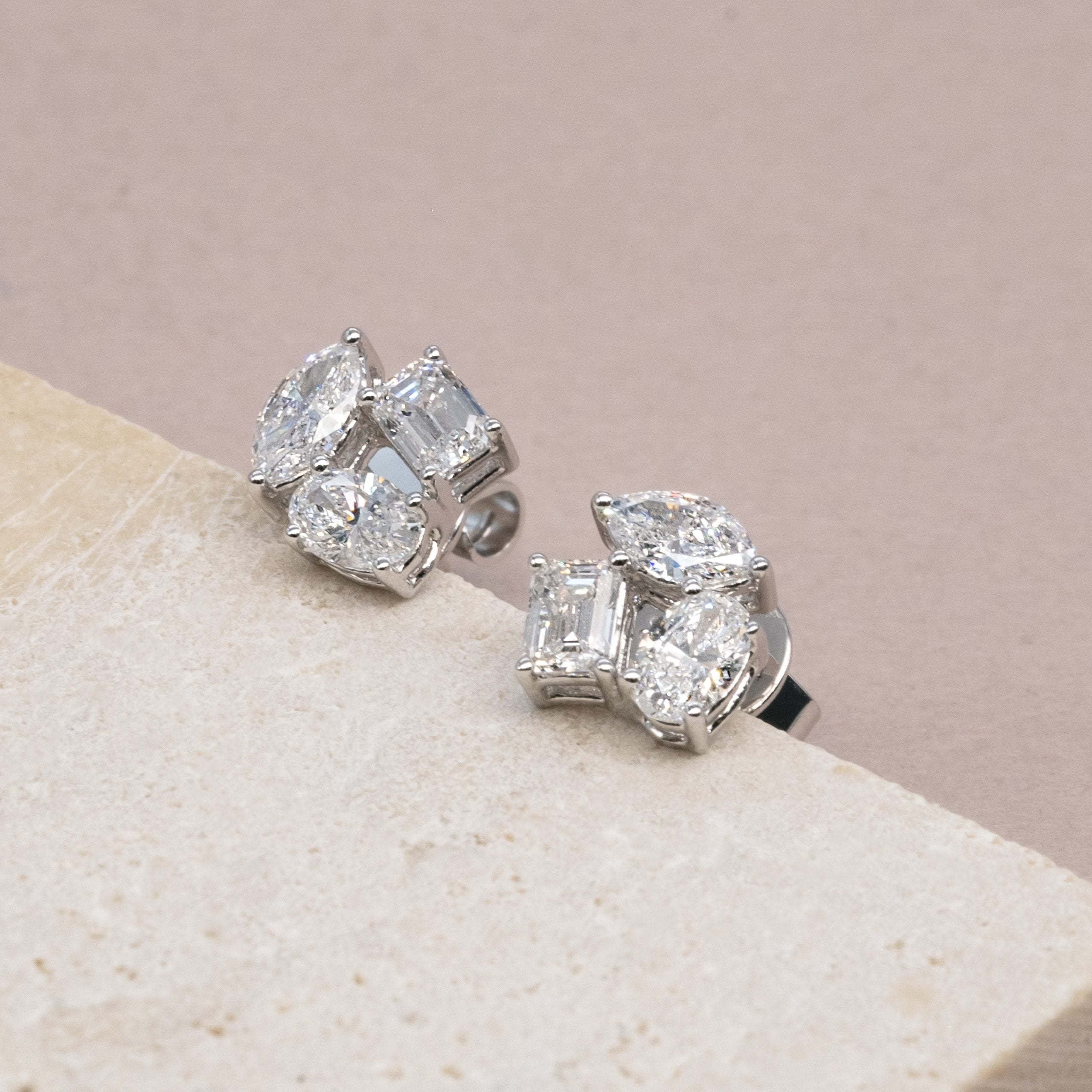 Multi Shape Lab Grown Diamonds Stud Earrings FDE2165 (Pre order)