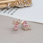 Three Way Ribbon Oval Shaped Lab Grown Gemstone Stud Earrings FDE2166