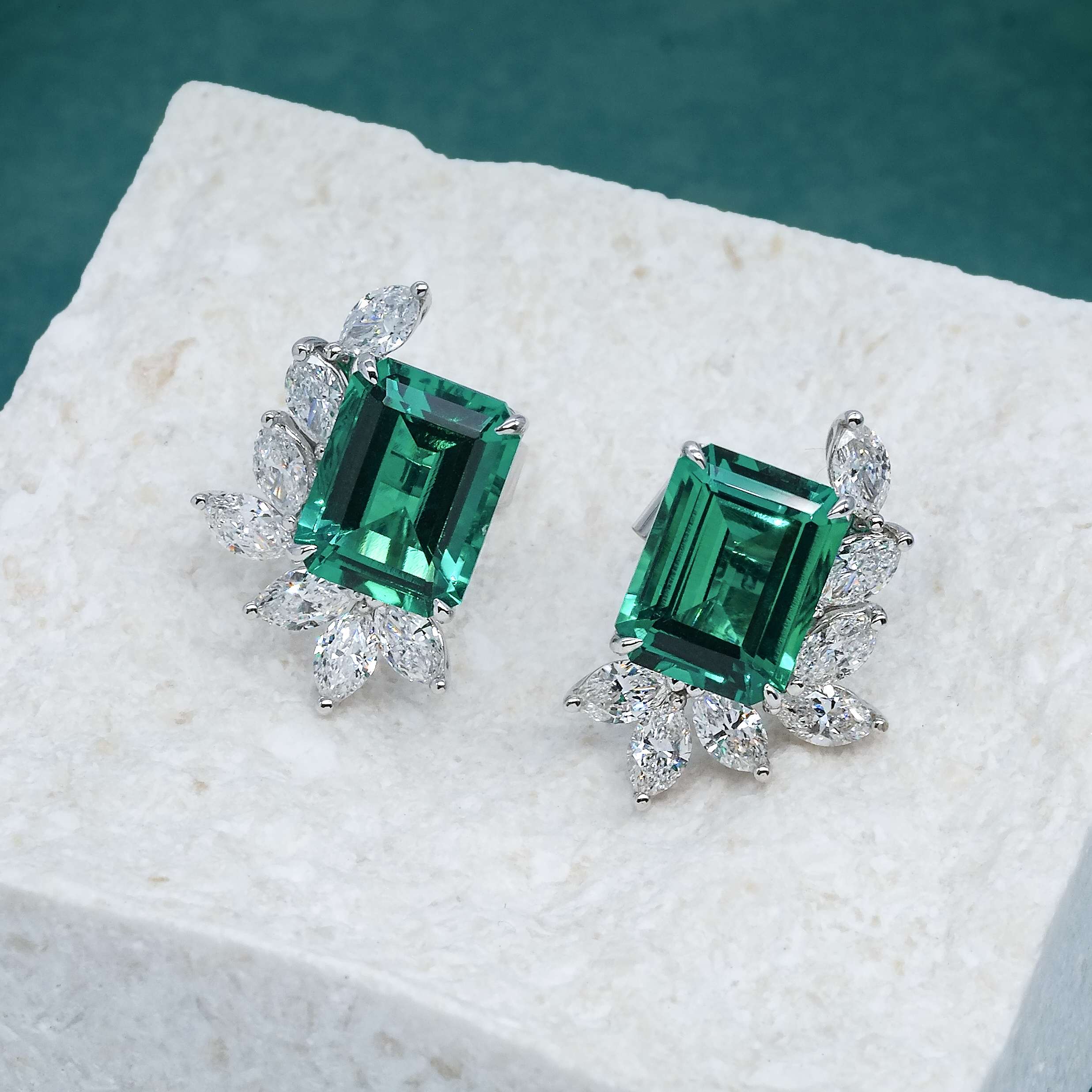 Willow Emerald Cut Lab Grown Gemstone Stud Earrings FDE2171