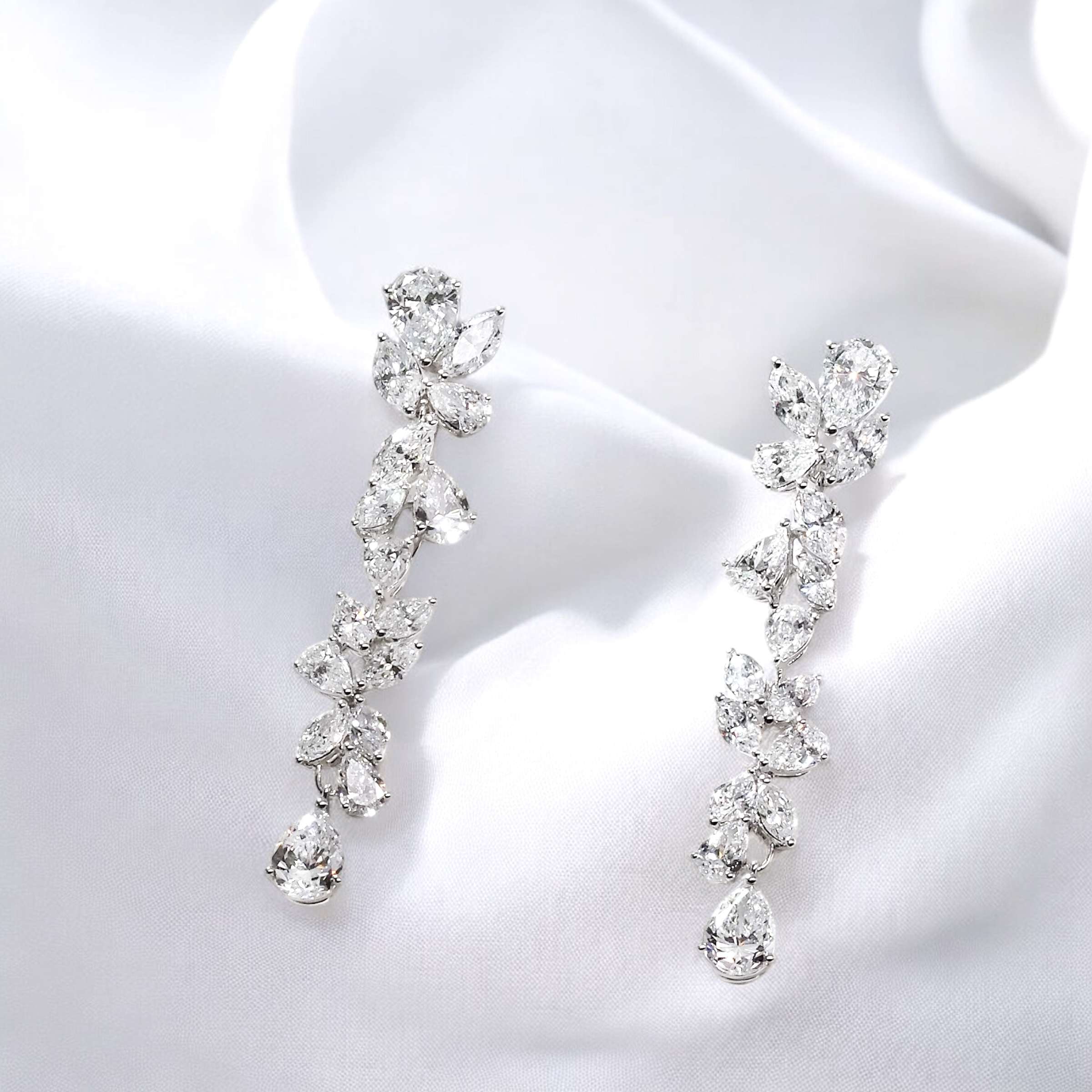Pear and Marquise Cut Lab Grown Diamond Dangle Earrings FDE2172