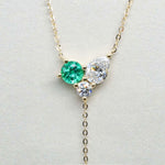 Pear & Round Cut Cluster Dangle Necklace FDN2168
