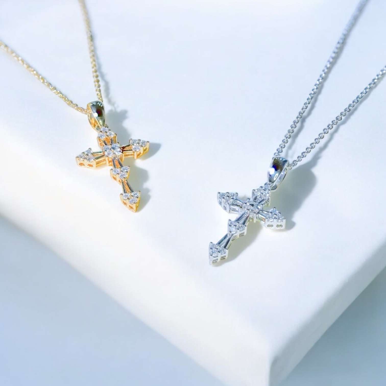 Antique Cross Lab Grown Diamond Pendant Necklace FDP2234