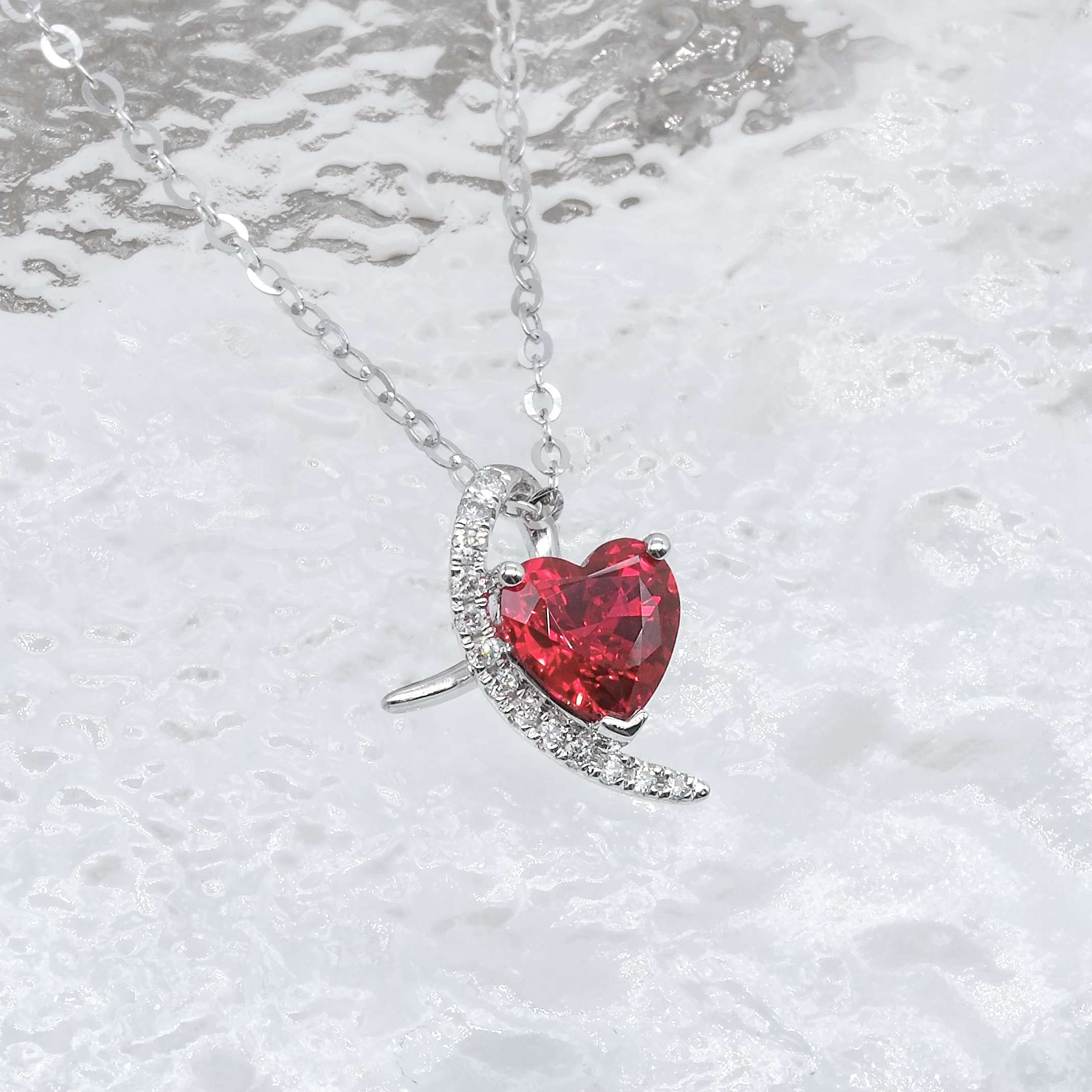 Heart Cut Lab Grown Gemstone Pendant Necklace FDP2246 (Pre Order)