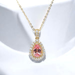 Twisted Rope Halo Pear Lab Grown Gemstone Pendant Necklace FDP2255