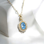 Beaded Halo Oval Lab Grown Gemstone Pendant Necklace FDP2256