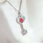 Oval Lab Grown Gemstone Key To My Heart Pendant Necklace FDP2259