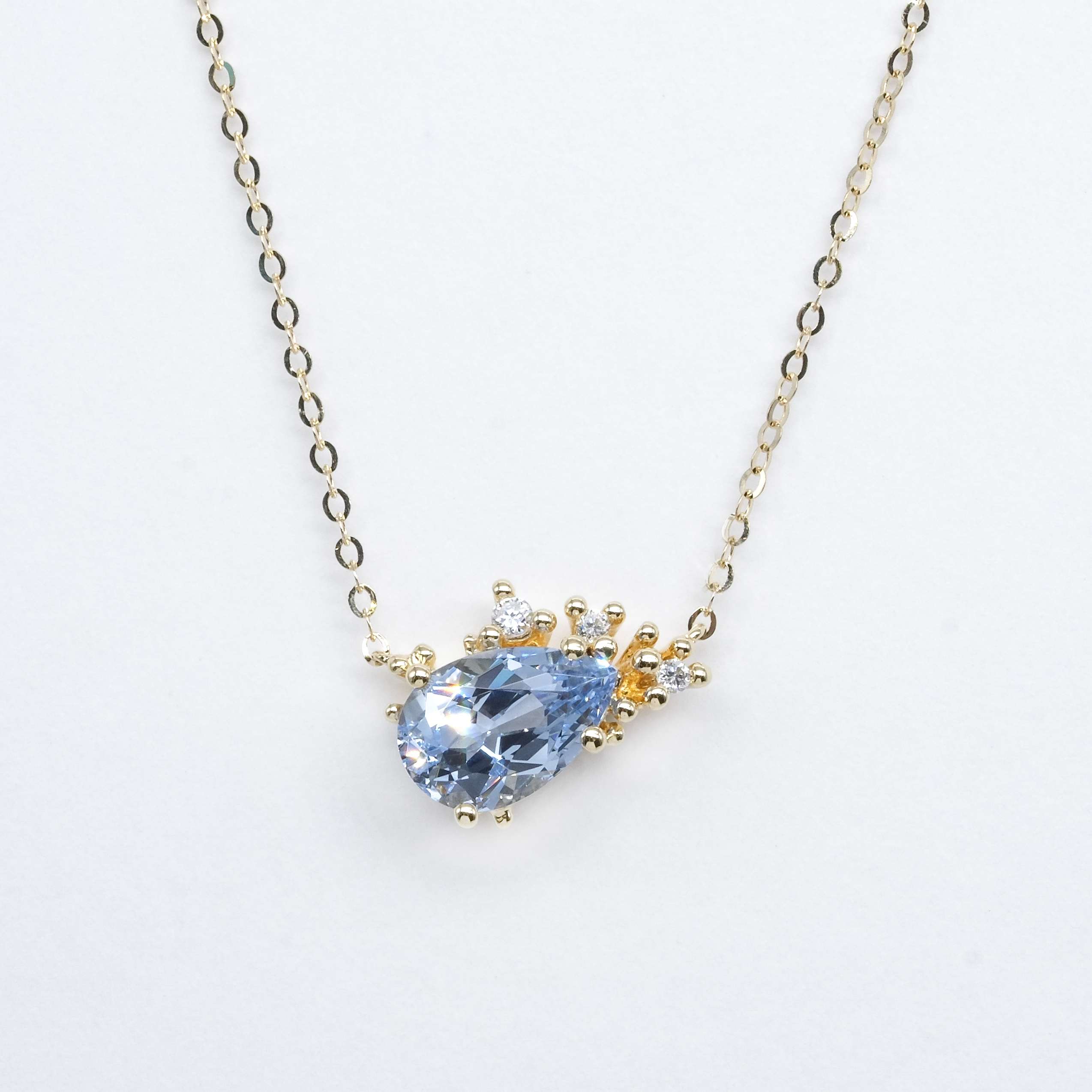 Tiny Sparkles Pear Cut Lab Grown Gemstone Necklace FDP2261