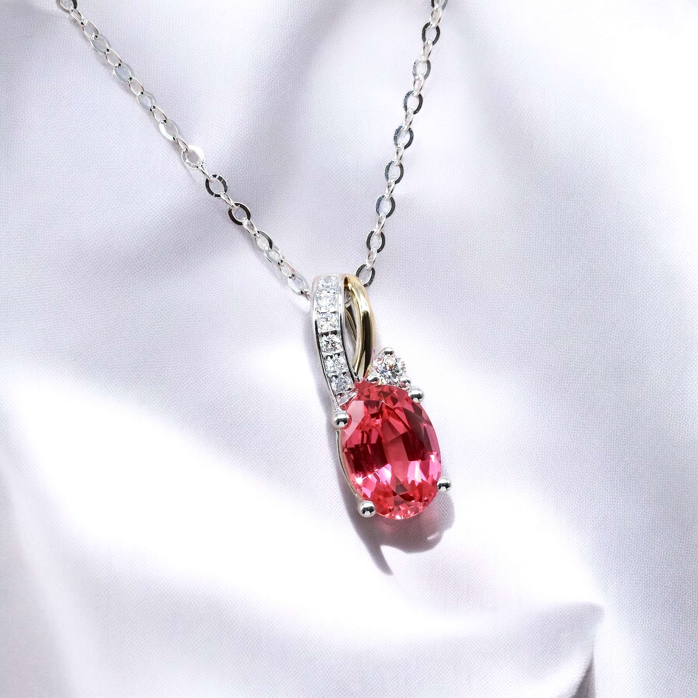 Oval Cut Lab Grown Gemstone Pendant Necklace FDP2262