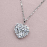 Heart Shaped Floral Halo Pendant Necklace FDP2266