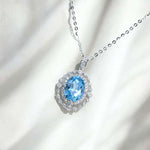 Double Halo Oval Lab Grown Gemstone Pendant Necklace FDP2267