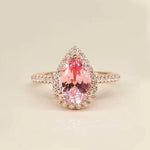 Pear Shaped Lab Grown Gemstone Halo Ring FDR2315