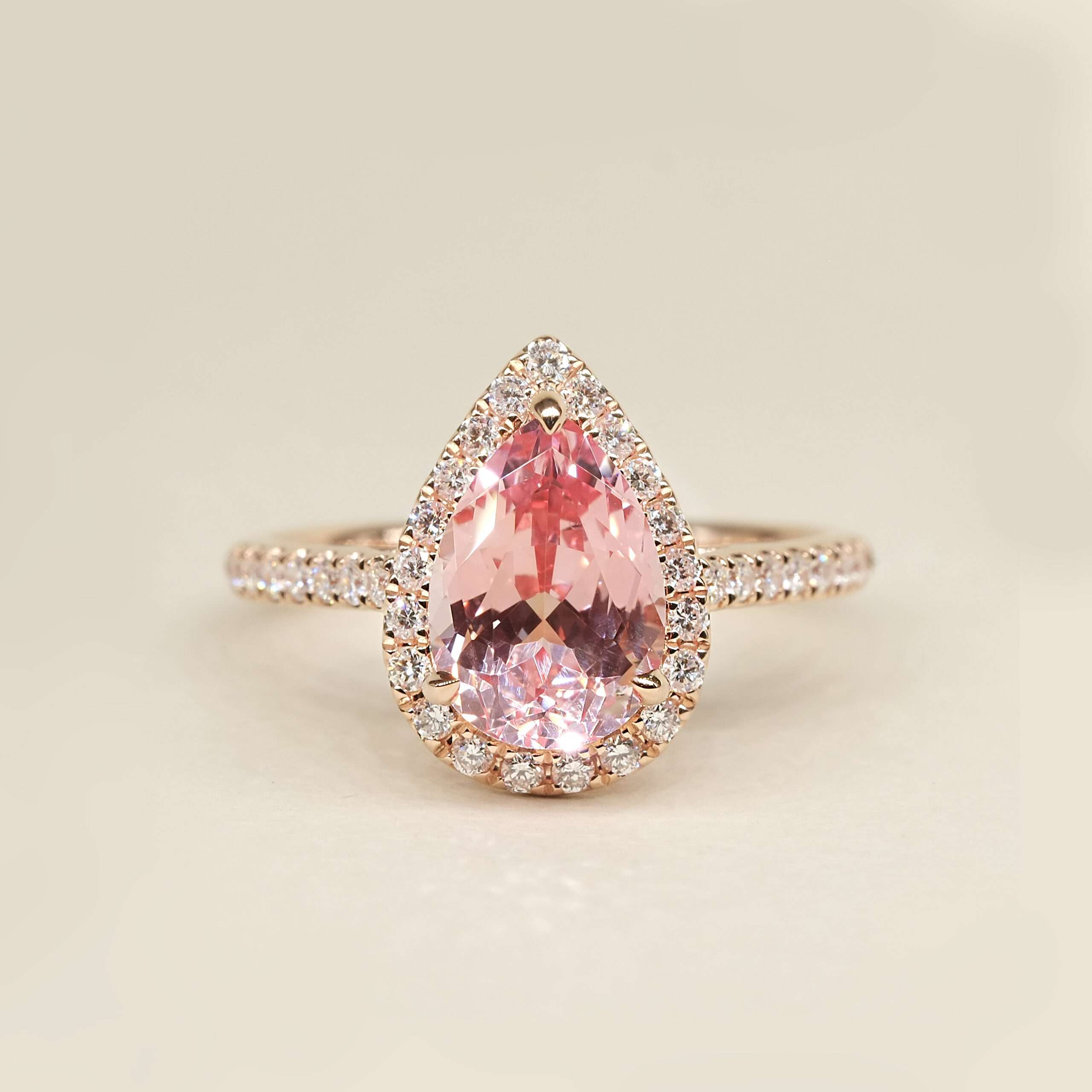 Pear Shaped Lab Grown Gemstone Halo Ring FDR2315
