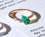 Pear Shaped Lab Grown Gemstone & Diamond Open Ring FDR2510