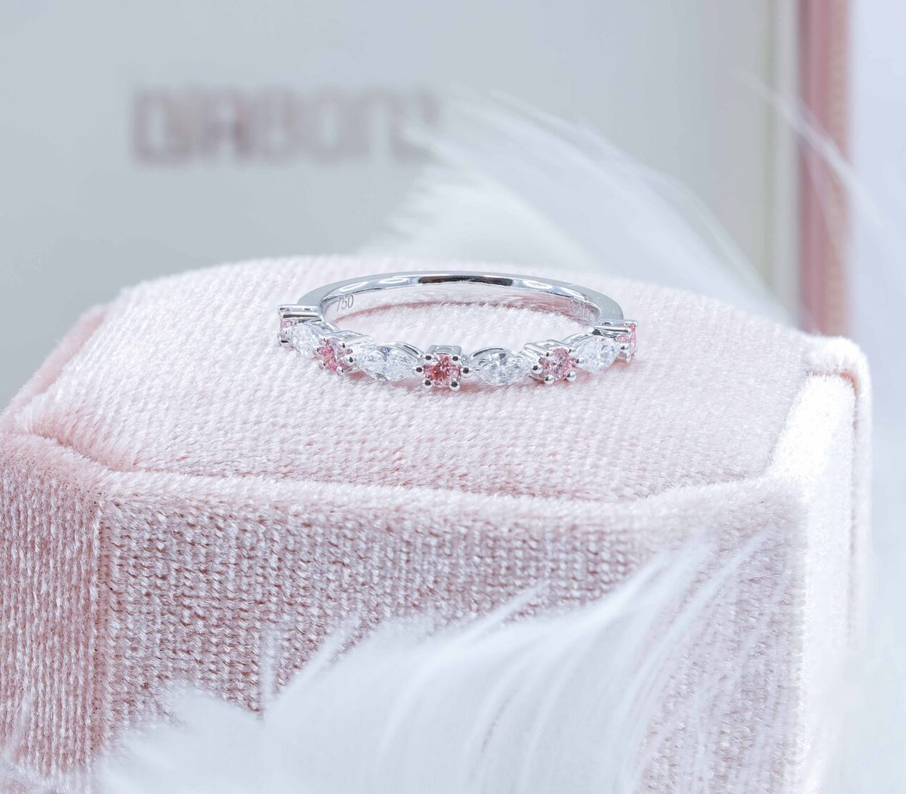 Marquise & Round Lab Grown Pink Diamond Stackable Ring FDR2549