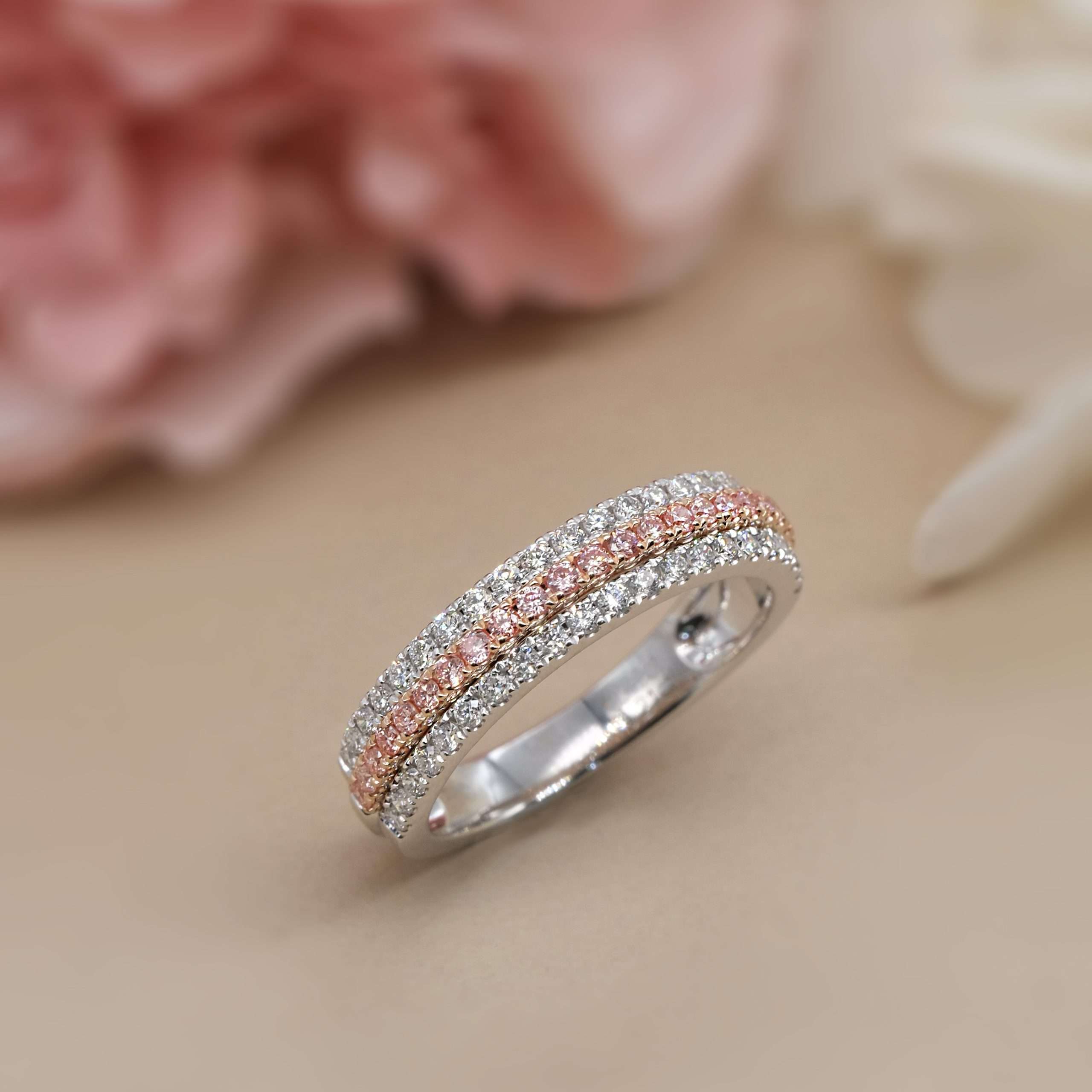Triple Row Lab Grown Pink Diamond Ring FDR2564 (Pre Order)