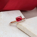 Floating Emerald Cut Pavé Ring FDR2605