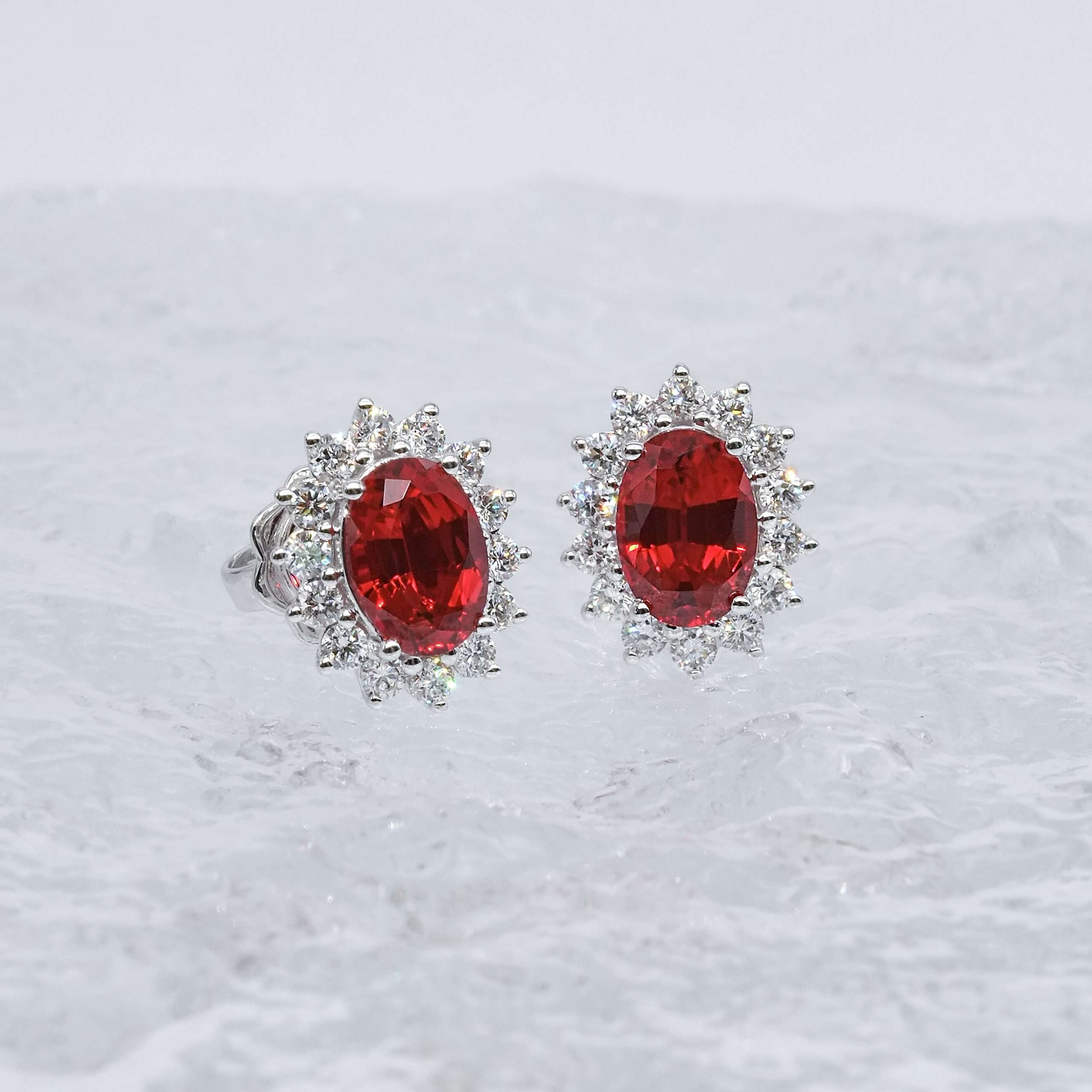 Lab Grown Gemstone & Diamond Diana Halo Earrings HP-893-E