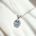 Lab Grown Gemstone & Diamond Diana Halo Pendant Necklace HP-893-P