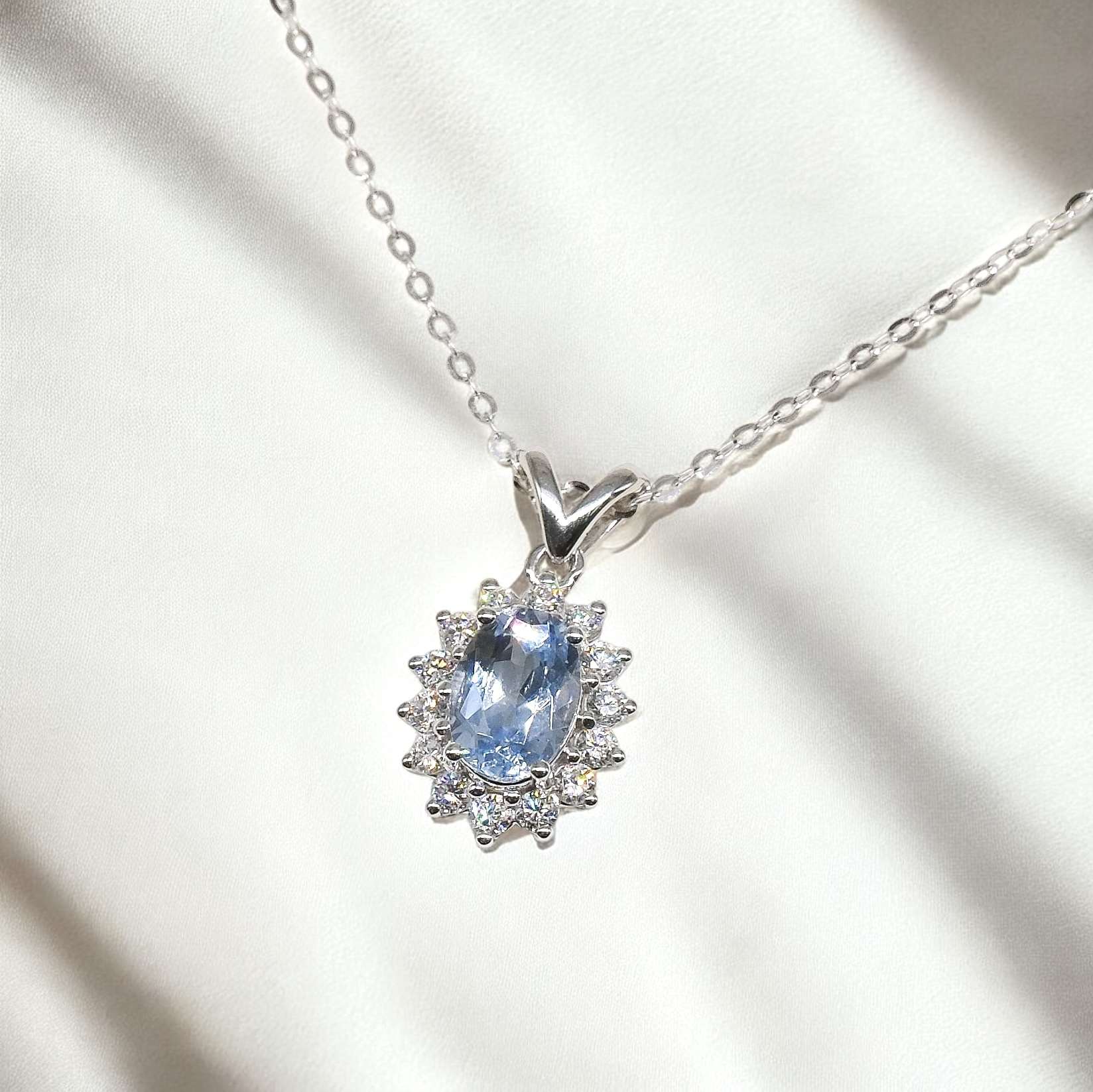 Lab Grown Gemstone & Diamond Diana Halo Pendant Necklace HP-893-P
