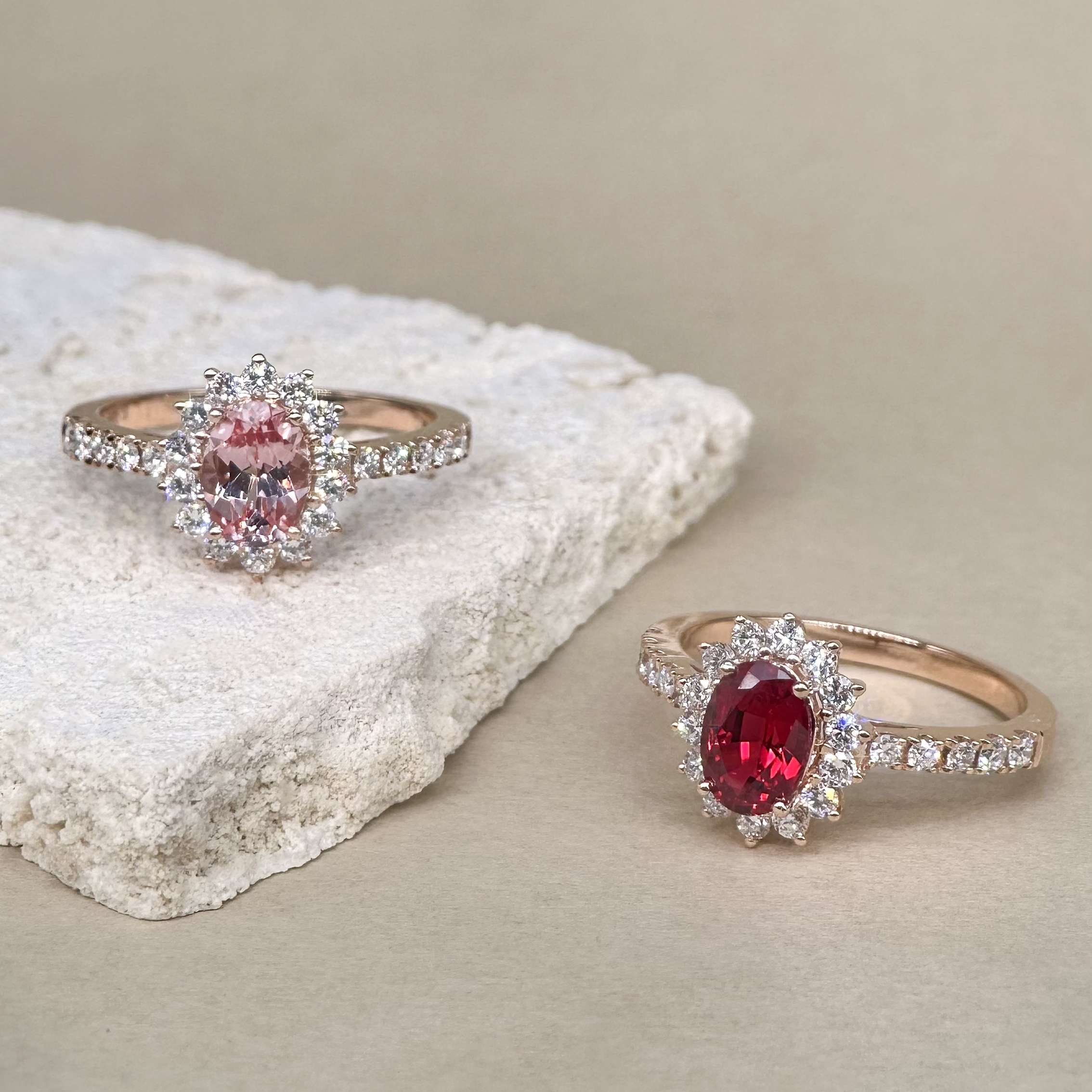 Lab Grown Gemstone & Diamond Diana Halo Ring HP-893-R