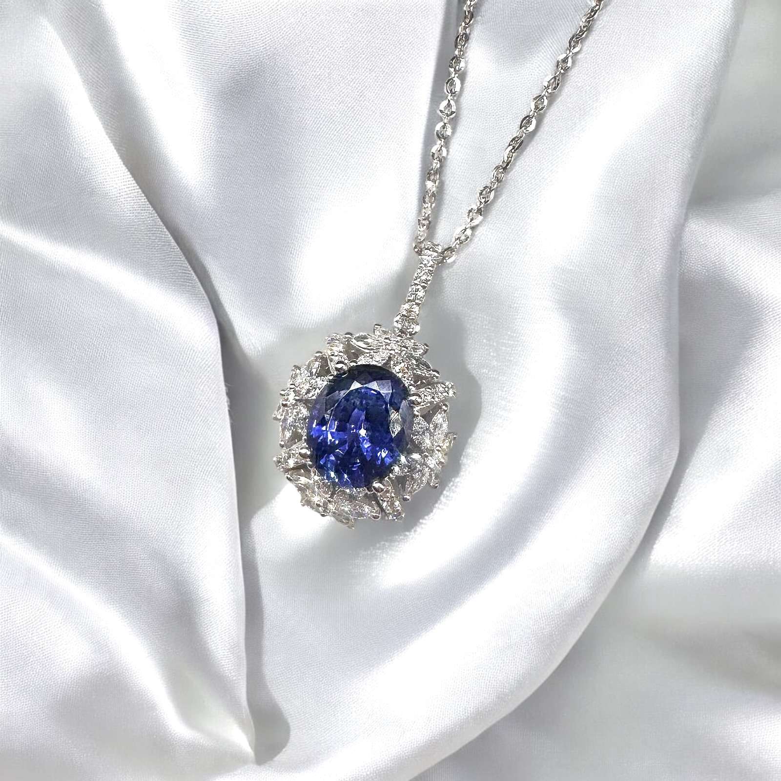 Marquise Cut Halo Oval Shaped Lab Grown Gemstone Pendant Necklace JP-0104(P)