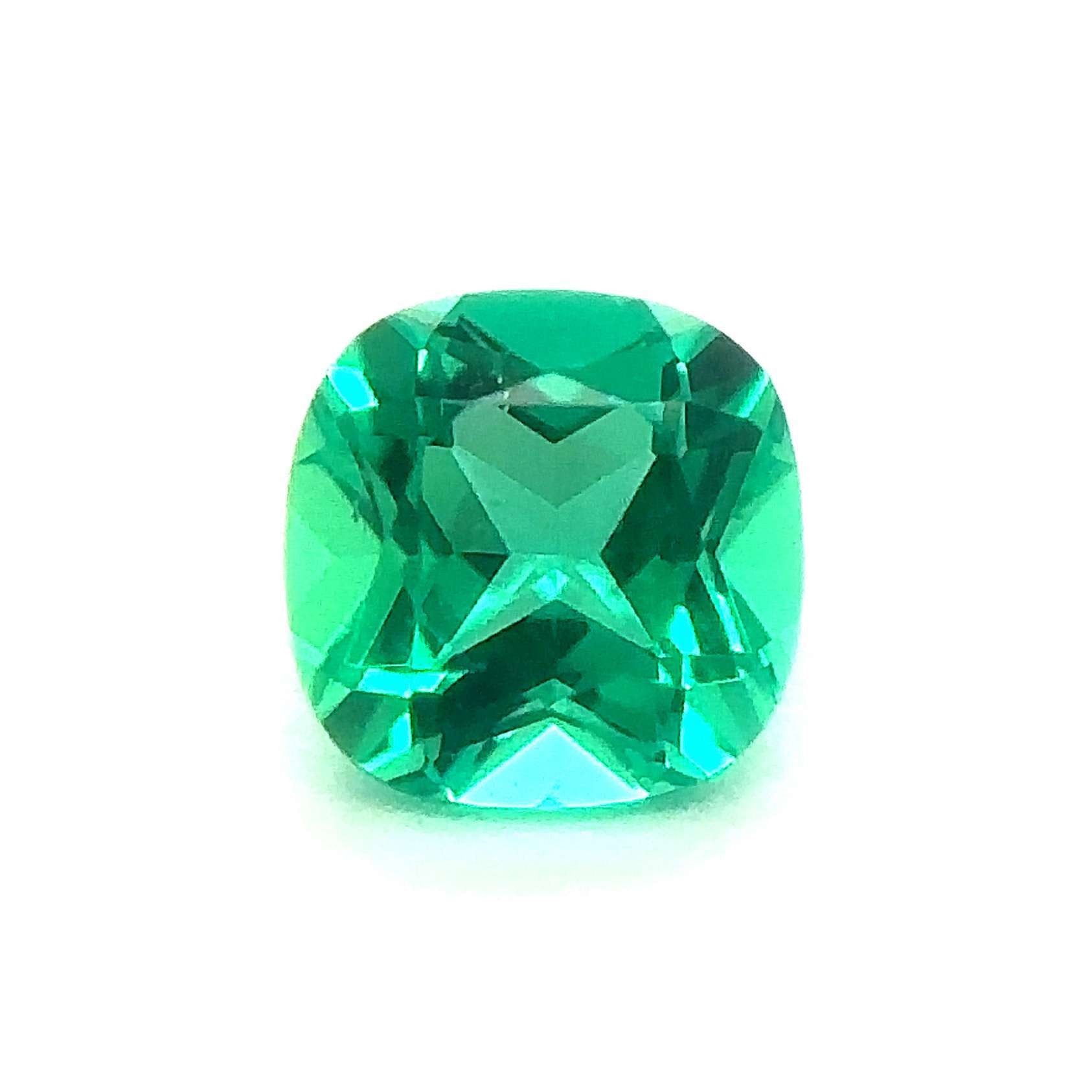 Japan Lab Gem Cushion Light Colombian Emerald