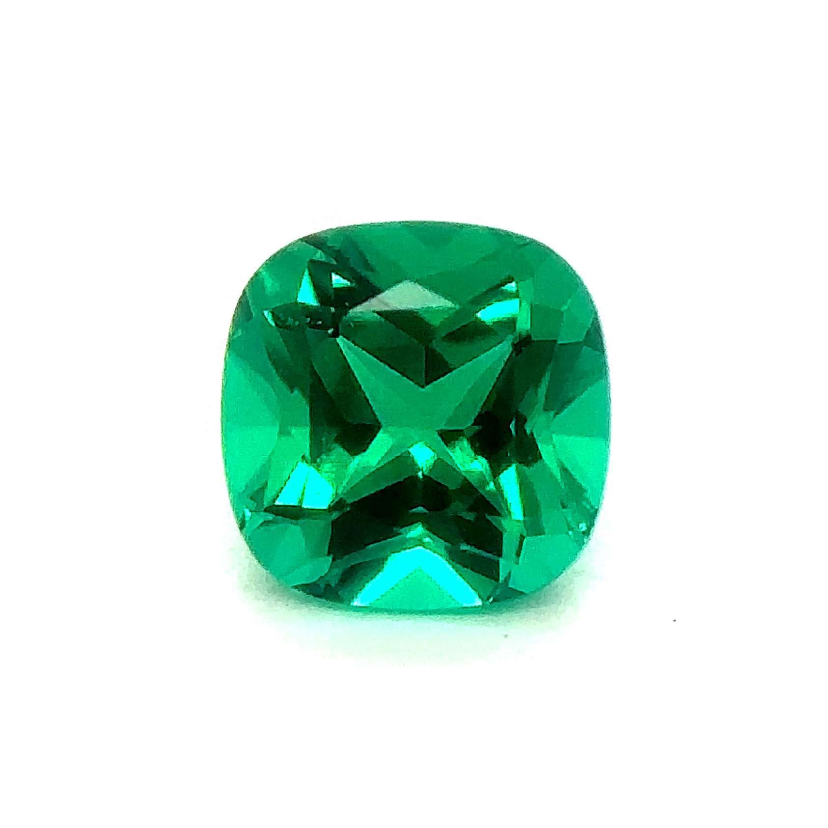 Japan Lab Gem Cushion Medium Colombian Emerald