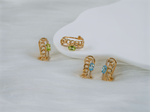 Oval Shaped Gemstone Chain Link Huggie Earrings ME816849