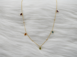 Rainbow Baguette Gemstones Station Necklace NN42889