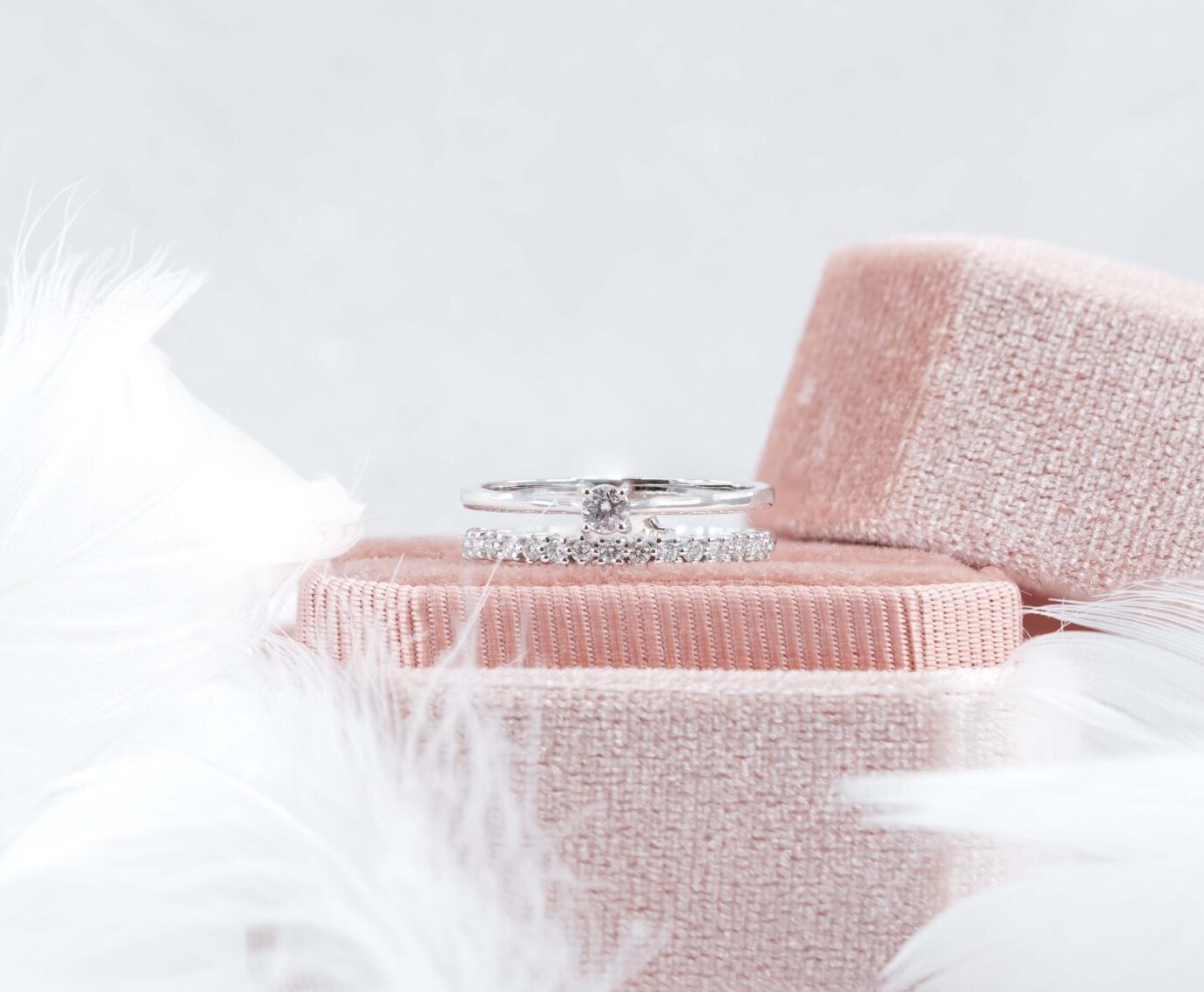 Round Solitaire Two Row Ring RC-C-643