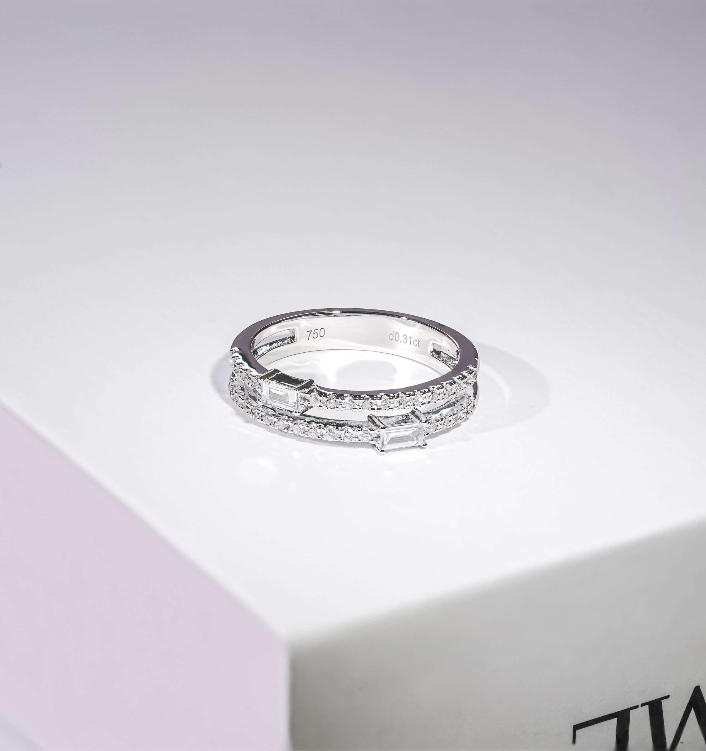 Two Row Baguette Pavé Lab Grown Diamond Ring RT1725