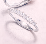 Petite Marquise Cut Stackable Beaded Ring YR1156