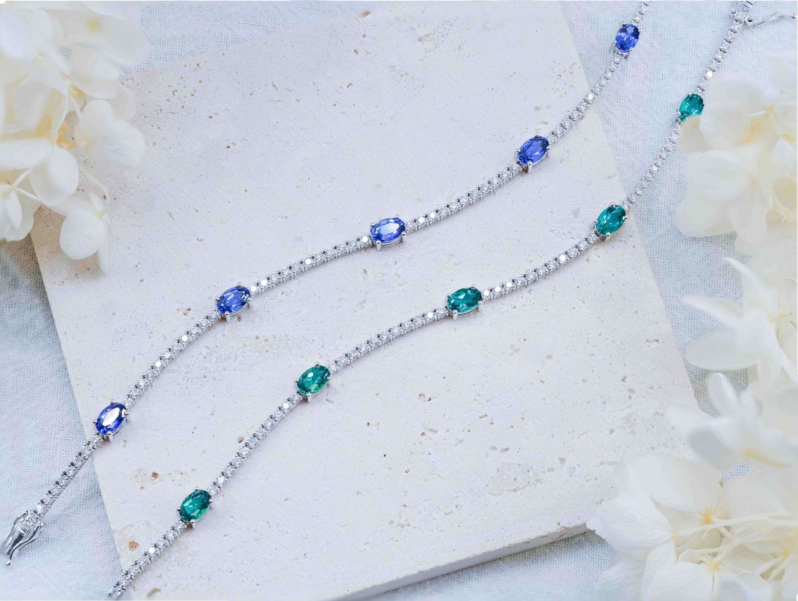 Oval Shaped Lab Grown Gemstone Tennis Bracelet T1-7(OV6x4)B