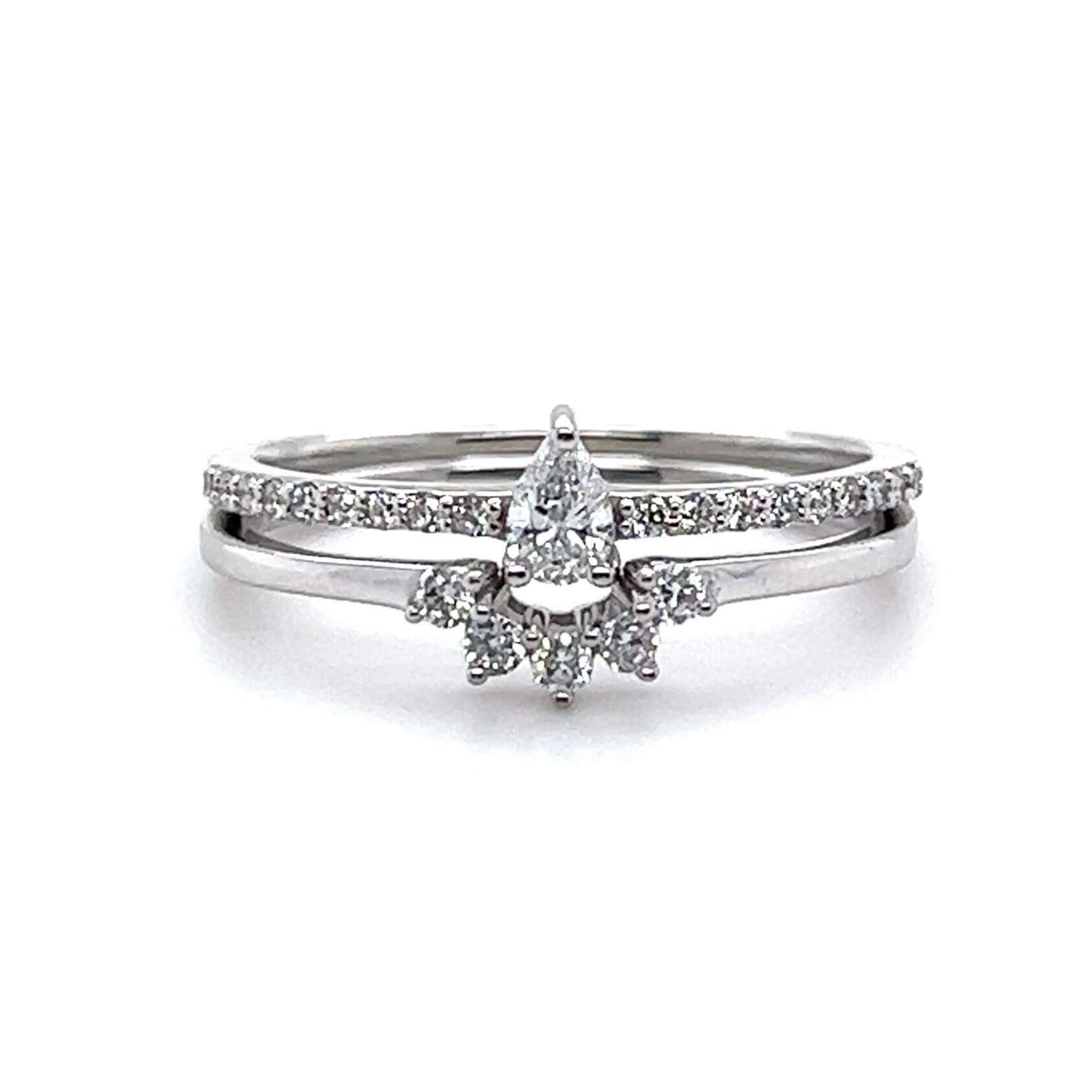 Petite Pear Pavé Curved Set Rings YR1687