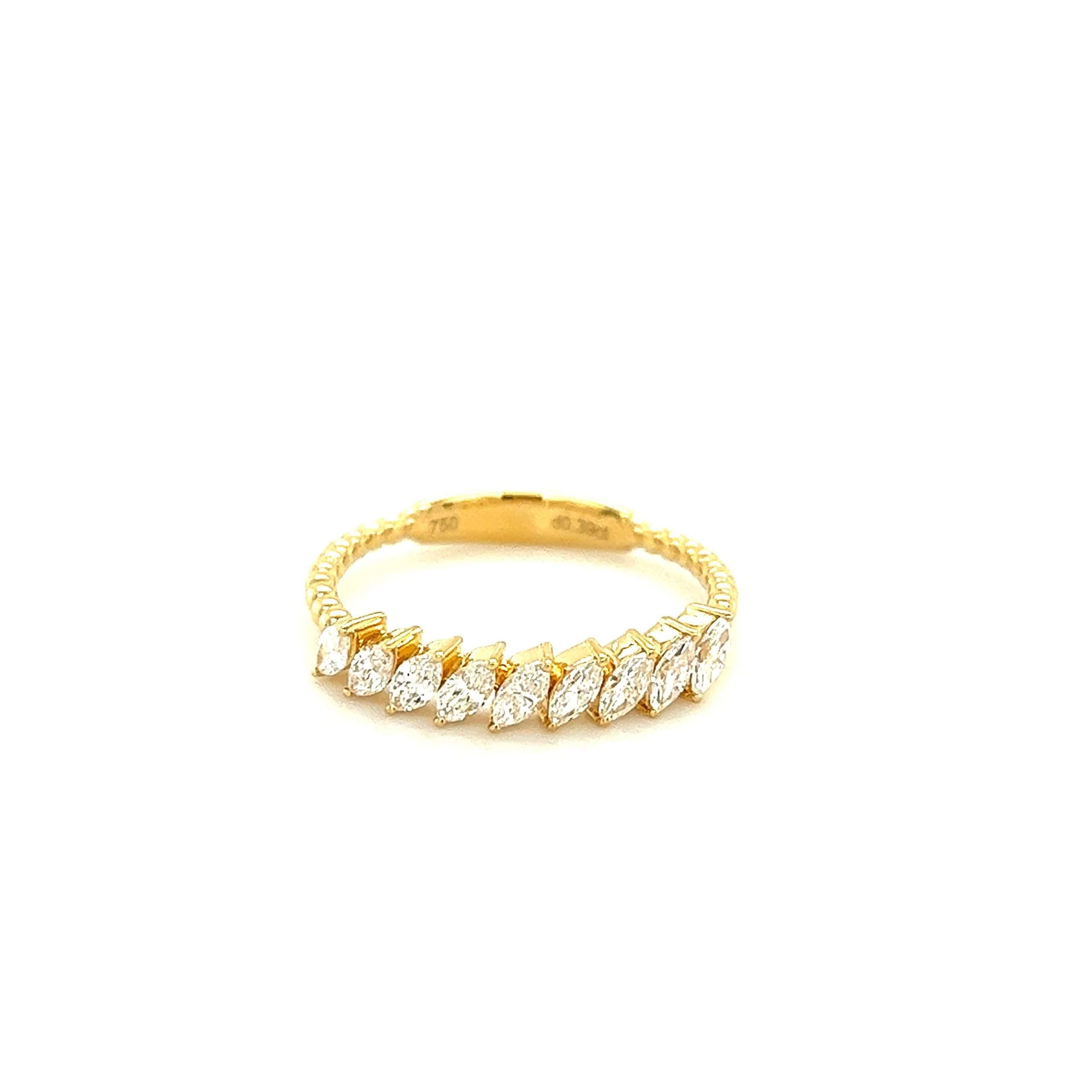 Petite Marquise Cut Stackable Beaded Ring YR1156-3.5x1.7