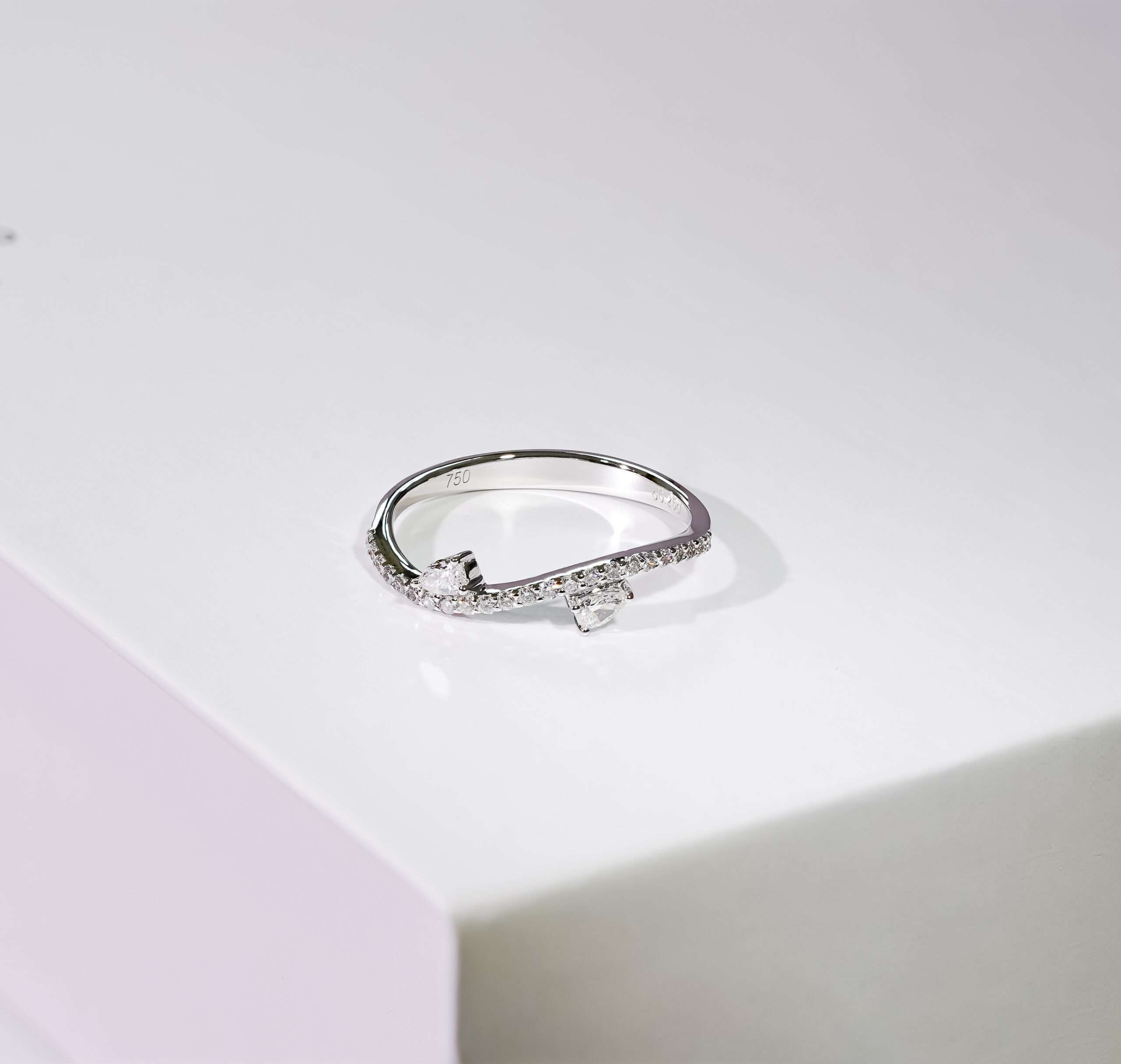 Petite Duo Pear Curved Ring YR1394