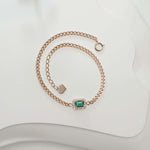 Halo Emerald Shaped Lab Grown Gemstone Cuban Chain Bracelet FDB2116