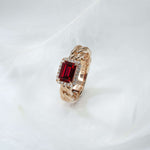 Halo Emerald Shaped Lab Grown Gemstone Cuban Chain Ring (Thick Band) FDR2446